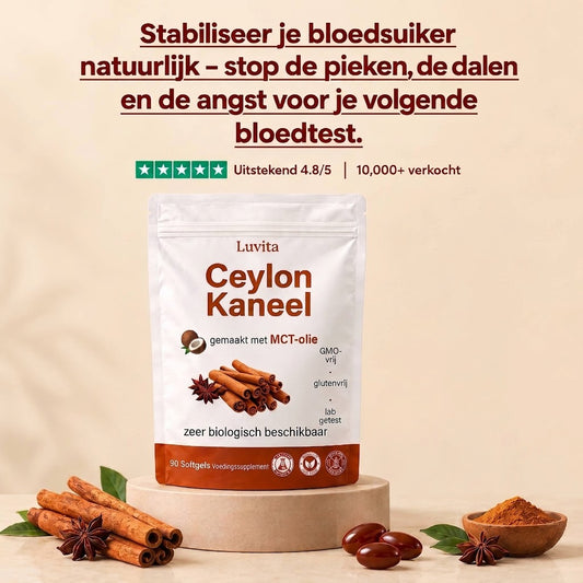 Luvita Ceylon Kaneel Softgels zak met kaneelstokjes en softgels